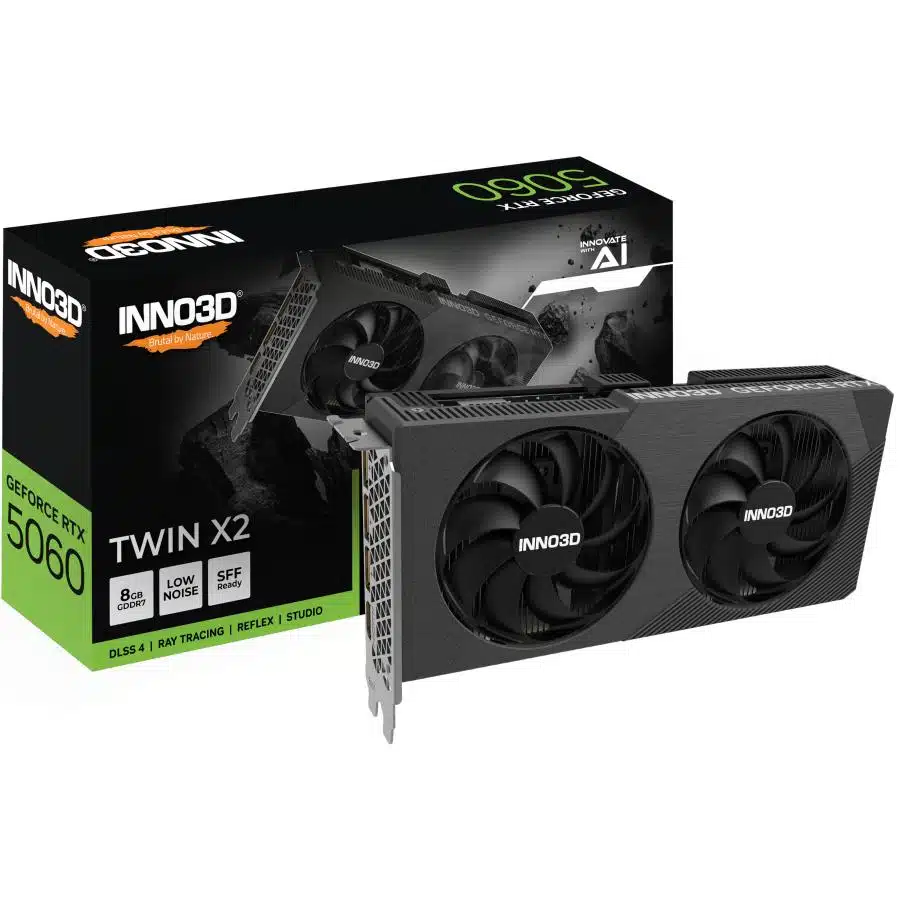 INNO3D N50602-08D7X-195071N RTX 5060 Twin X2 OC, ATX, 8GB, GDDR7, 128-bit, 3840 SP, 448 GB/s, 550W 1 INNO3D N50602-08D7X-195071N RTX 5060 Twin X2 OC, ATX, 8GB, GDDR7, 128-bit, 3840 SP, 448 GB/s, 550W