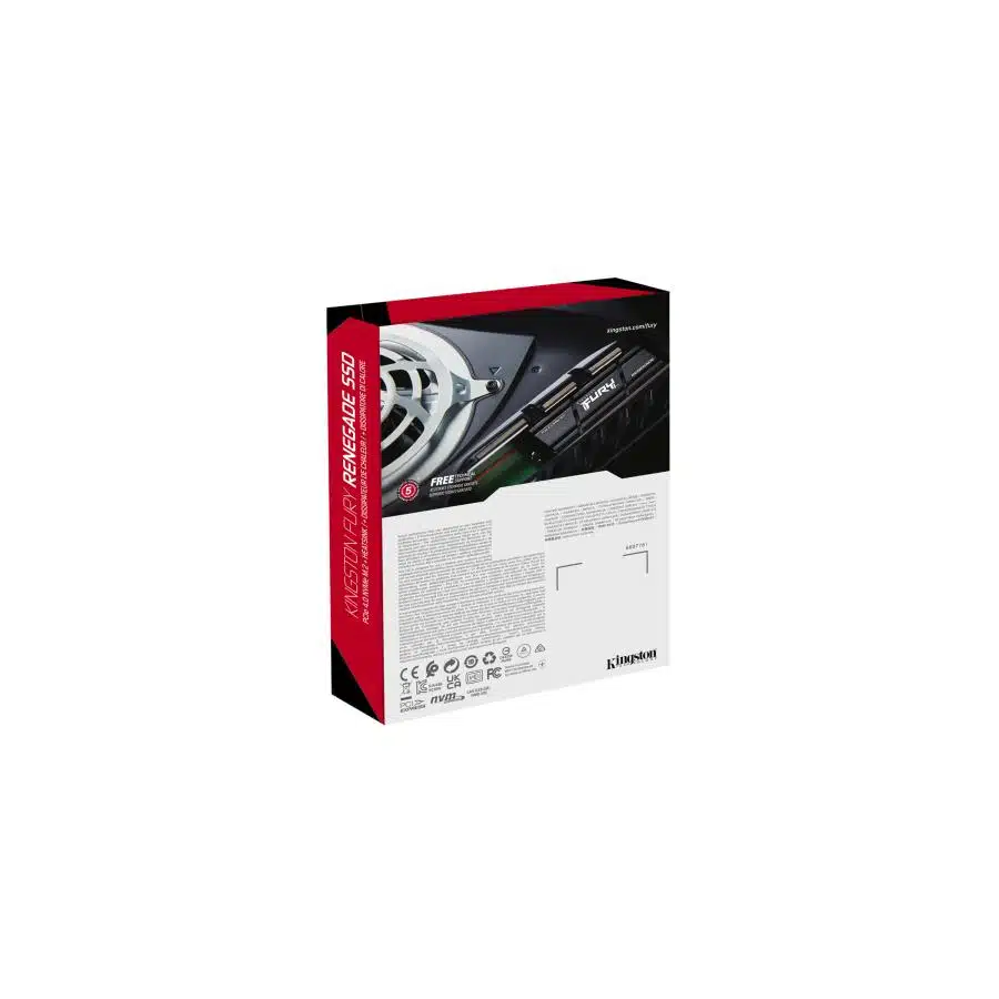 Kingston SFYRDK/2000G Fury Renegade 2000G SSD, 2 TB, M.2 NVMe, PCIe 4.0, HEATSINK 5 Kingston SFYRDK/2000G Fury Renegade 2000G SSD, 2 TB, M.2 NVMe, PCIe 4.0, HEATSINK - Afbeelding 5