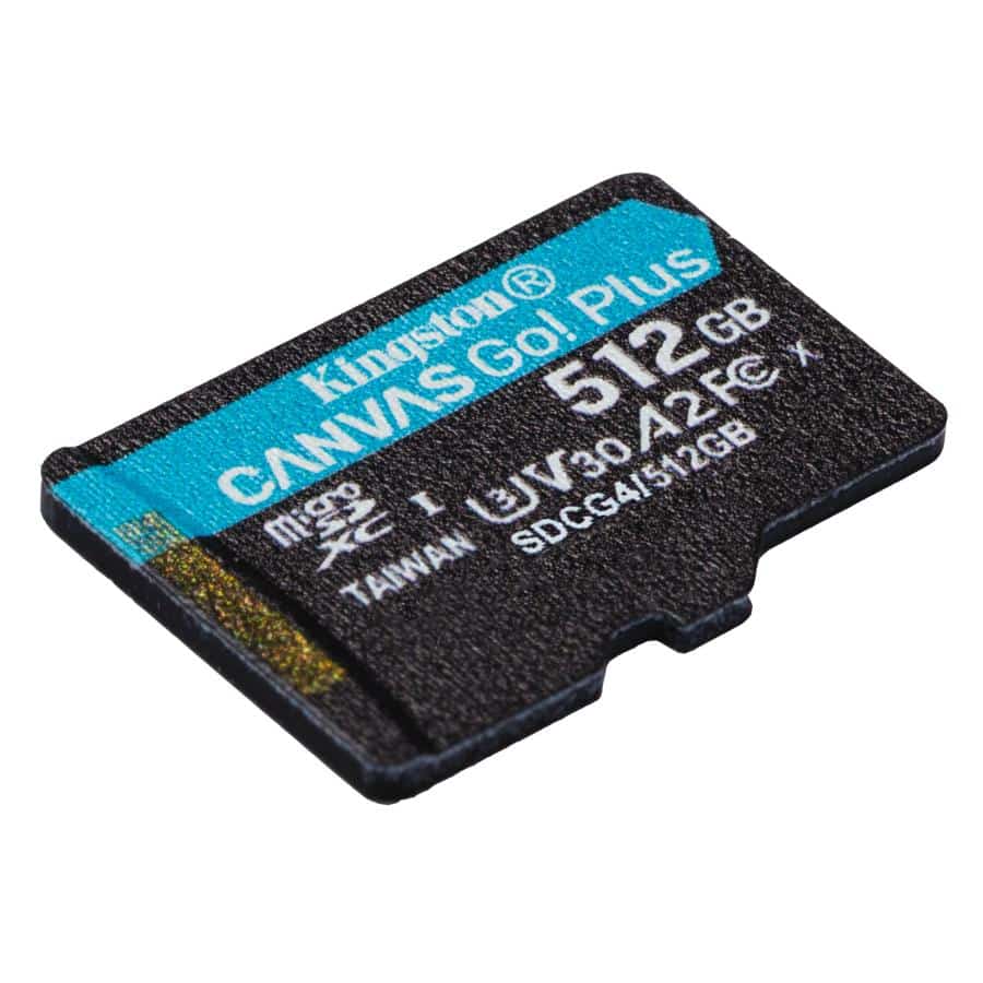 Kingston SDCG4/512GB Canvas Go Plus Gen4 MicroSD + Adapter, 512GB, Class 10, UHS-I, A2 U3 V30 4 Kingston SDCG4/512GB Canvas Go Plus Gen4 MicroSD + Adapter, 512GB, Class 10, UHS-I, A2 U3 V30 - Afbeelding 4