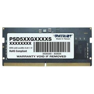 Patriot PSD516G560081S Signature SO-DIMM, 1x 16 GB, DDR5, 5600 MHz, CL46, 1.1v 1 Patriot PSD516G560081S Signature SO-DIMM, 1x 16 GB, DDR5, 5600 MHz, CL46, 1.1v