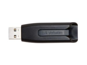 Verbatim 49173 V3 USB Drive, 32 GB, USB Type-A, 3.2 Gen 1, 80 MB/s, Slide, Black, Grey