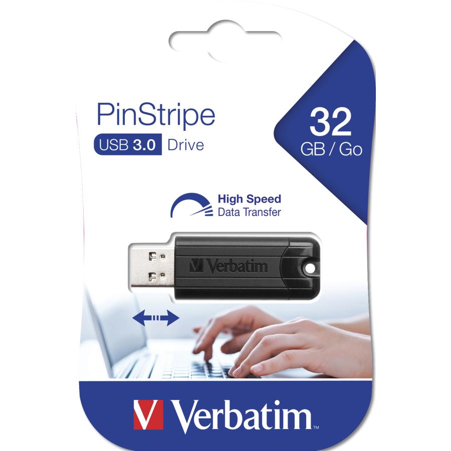 Verbatim 49317 PinStripe 3.0 USB Drive, 32 GB, USB Type-A, 3.2 Gen 1, Slide, 7 g, Black 5 Verbatim 49317 PinStripe 3.0 USB Drive, 32 GB, USB Type-A, 3.2 Gen 1, Slide, 7 g, Black - Afbeelding 5