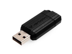 Verbatim 49064 PinStripe USB Drive, 32 GB, USB Type-A, 2.0, 10 MB/s, Slide, Black