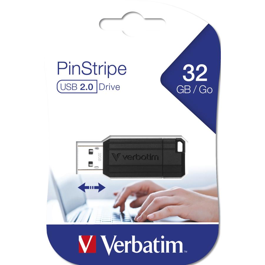 Verbatim 49064 PinStripe USB Drive, 32 GB, USB Type-A, 2.0, 10 MB/s, Slide, Black 3 Verbatim 49064 PinStripe USB Drive, 32 GB, USB Type-A, 2.0, 10 MB/s, Slide, Black - Afbeelding 3