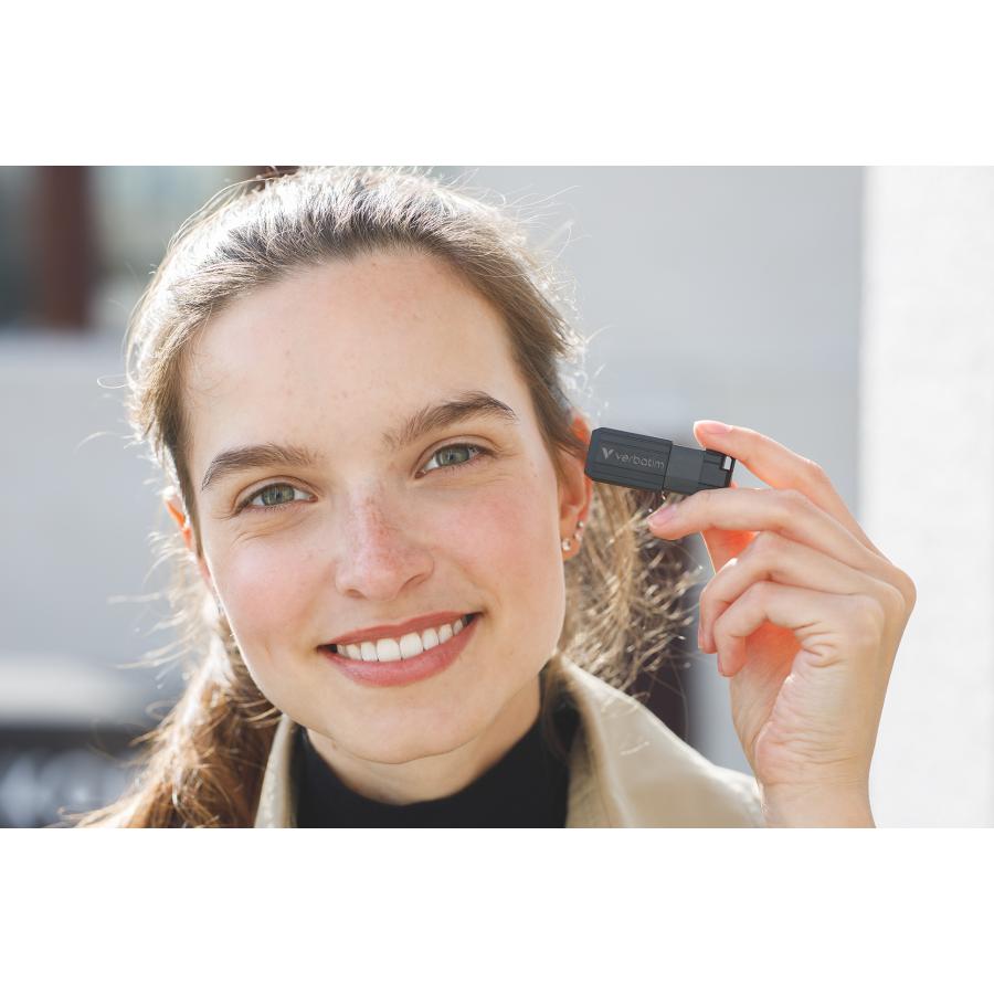 Verbatim 49063 PinStripe USB Drive, 16 GB, USB Type-A, 2.0, 8 MB/s, Slide, Black 2 Verbatim 49063 PinStripe USB Drive, 16 GB, USB Type-A, 2.0, 8 MB/s, Slide, Black - Afbeelding 2