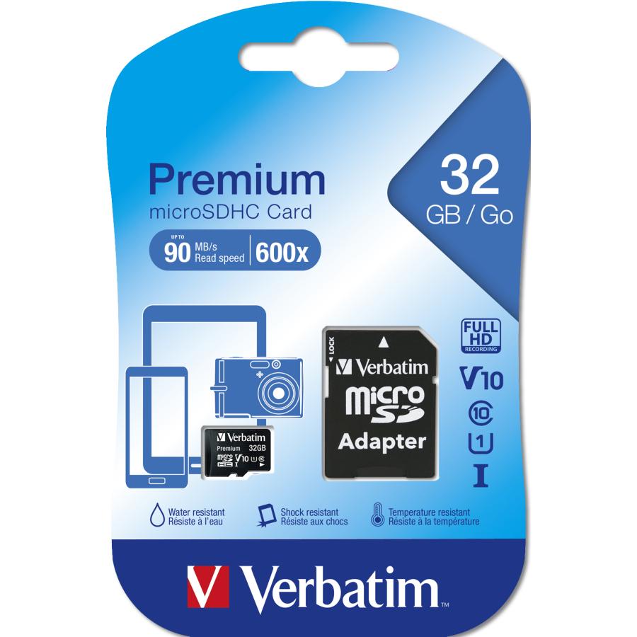 Verbatim 44083 Micro SDHC Premium, 32 GB, MicroSDHC, Class 10, 10 MB/s, 10 MB/s, Black 3 Verbatim 44083 Micro SDHC Premium, 32 GB, MicroSDHC, Class 10, 10 MB/s, 10 MB/s, Black - Afbeelding 3