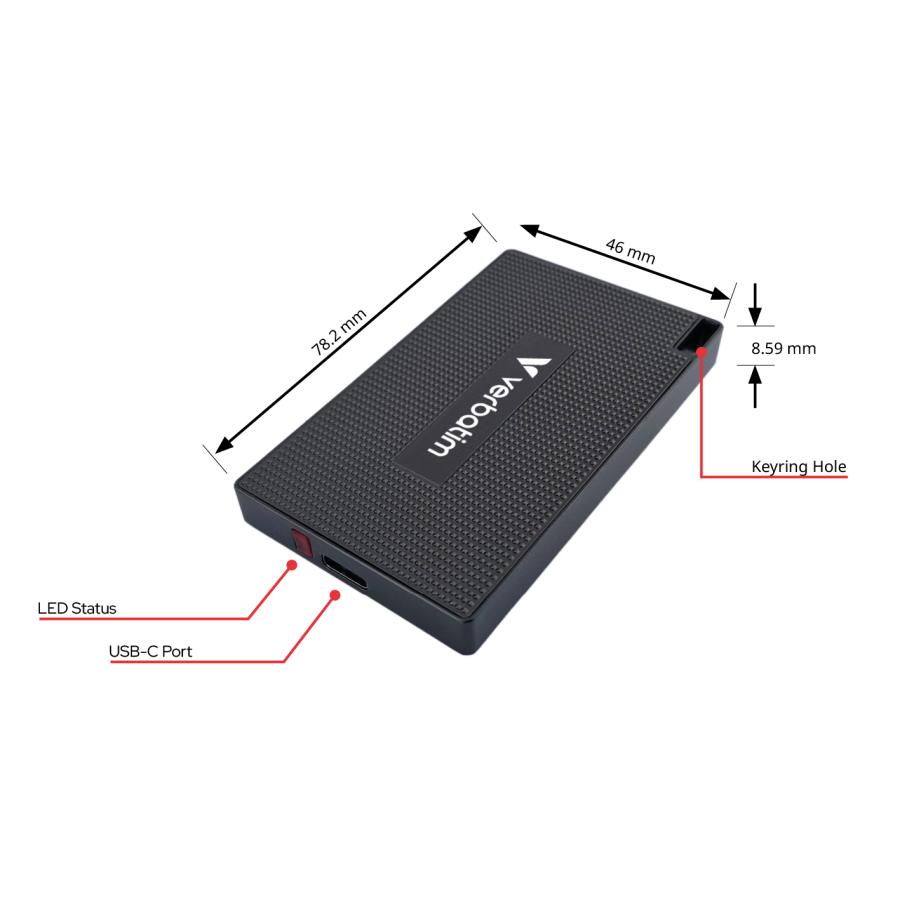 Verbatim 32031 Metal Mini SSD, 1 TB, USB Type-C, USB 3.2 Gen 2x2, 2000 MB/s, 10 Gbit/s 3 Verbatim 32031 Metal Mini SSD, 1 TB, USB Type-C, USB 3.2 Gen 2x2, 2000 MB/s, 10 Gbit/s - Afbeelding 3
