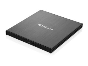 Verbatim 43886 SlimLine CD/DVD±RW Writer, USB 3.2 Gen 1, CD-R, CD-RW, DVD+R, Black, Tray
