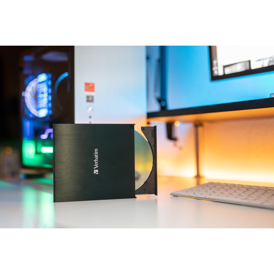 Verbatim 43886 SlimLine CD/DVD±RW Writer, USB 3.2 Gen 1, CD-R, CD-RW, DVD+R, Black, Tray 3 Verbatim 43886 SlimLine CD/DVD±RW Writer, USB 3.2 Gen 1, CD-R, CD-RW, DVD+R, Black, Tray - Afbeelding 3