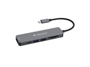 Verbatim 32156 USB-C Essentials Multiport Hub, HDMI 2160p, USB-C PD, USB-A 3.2 Gen 1, SD & microSD