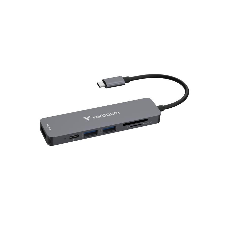 Verbatim 32156 USB-C Essentials Multiport Hub, HDMI 2160p, USB-C PD, USB-A 3.2 Gen 1, SD & microSD 1 Verbatim 32156 USB-C Essentials Multiport Hub, HDMI 2160p, USB-C PD, USB-A 3.2 Gen 1, SD & microSD