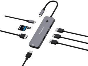 Verbatim 32151 CMH-08 Pro USB-C Multiport Hub, 8-port, HDMI, USB 3.2 Gen 1, MicroSD, SD, Silver