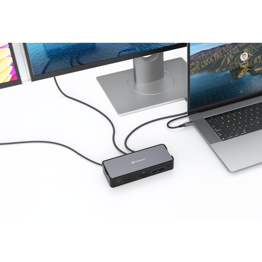Verbatim 32171 CDS-15 USB-C Pro Docking Station, USB 3.2 Gen 1, USB-C 100 W, 3.5 mm, Silver 2 Verbatim 32171 CDS-15 USB-C Pro Docking Station, USB 3.2 Gen 1, USB-C 100 W, 3.5 mm, Silver - Afbeelding 2