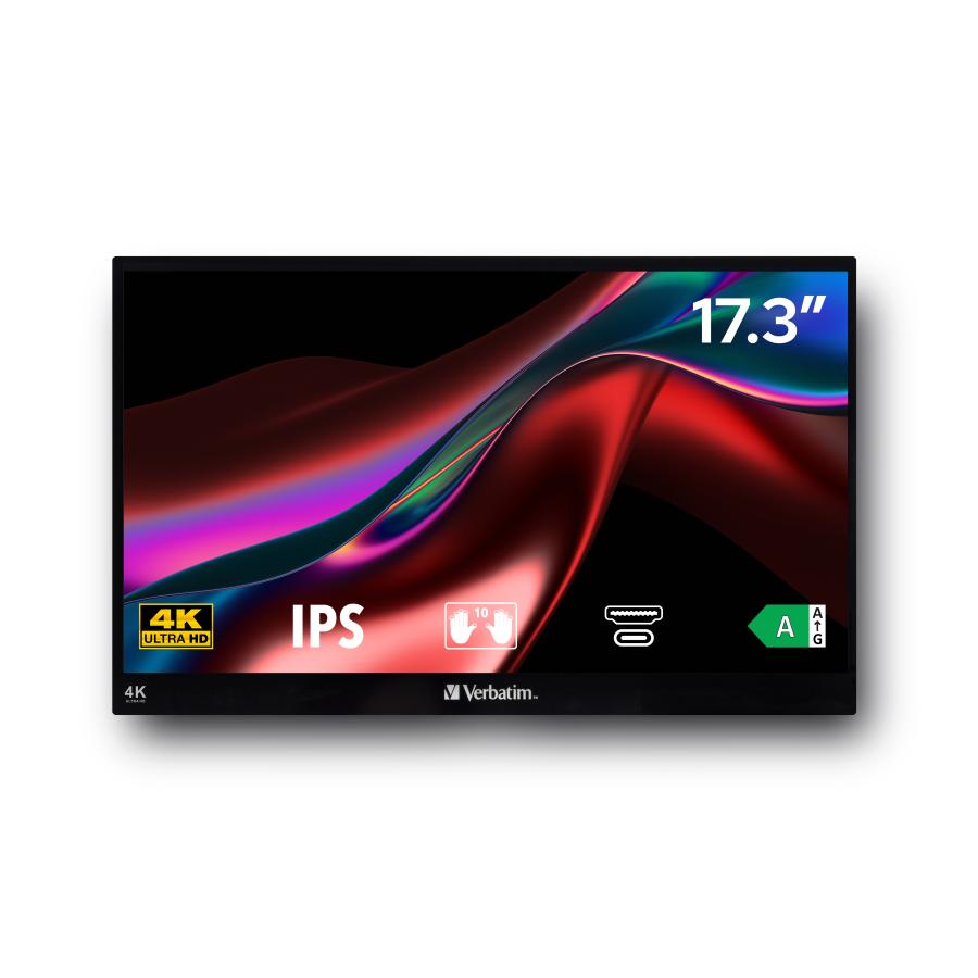 Verbatim 32239 Portable Touchscreen Monitor Ultra HD 4K, 17.3", 3840 x 2160p, IPS, LED, 400 cd/m² 3 Verbatim 32239 Portable Touchscreen Monitor Ultra HD 4K, 17.3", 3840 x 2160p, IPS, LED, 400 cd/m² - Afbeelding 3