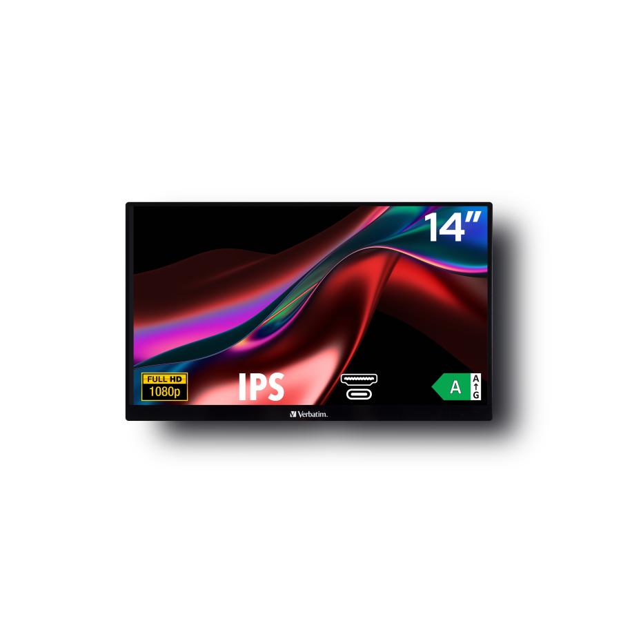 Verbatim 49590 14" Portable Monitor, 35.6 cm, 1920x1080 pixels, Full HD, LCD, 6 ms, Black 2 Verbatim 49590 14" Portable Monitor, 35.6 cm, 1920x1080 pixels, Full HD, LCD, 6 ms, Black - Afbeelding 2