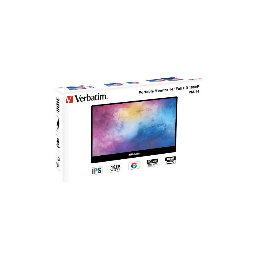Verbatim 49590 14" Portable Monitor, 35.6 cm, 1920x1080 pixels, Full HD, LCD, 6 ms, Black 5 Verbatim 49590 14" Portable Monitor, 35.6 cm, 1920x1080 pixels, Full HD, LCD, 6 ms, Black - Afbeelding 5