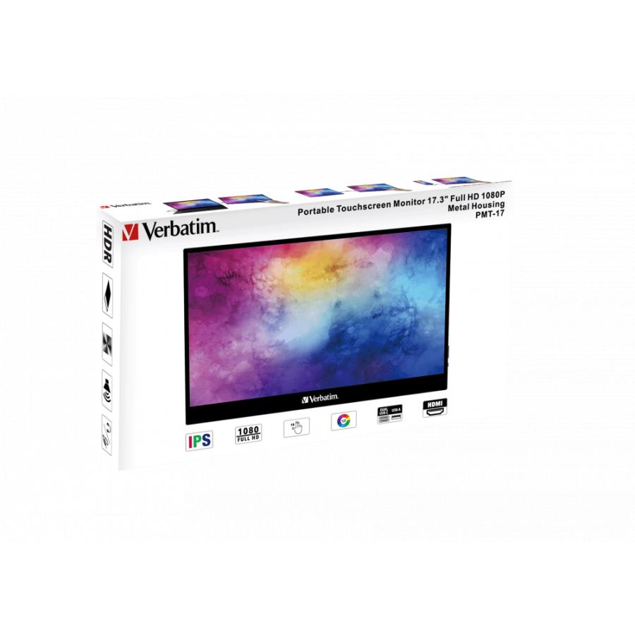 Verbatim 49593 17.3" Portable touchscreen Monitor, 1920x1080 pixels, Full HD, LCD, 6 ms, Black 5 Verbatim 49593 17.3" Portable touchscreen Monitor, 1920x1080 pixels, Full HD, LCD, 6 ms, Black - Afbeelding 5