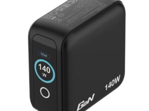 Verbatim 30240 Mini GaN Charger with Display, 140W, Indoor, AC, 28 V, Black