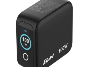 Verbatim 30239 Mini GaN Charger with Display, 100W, Indoor, AC, 20 V, Black