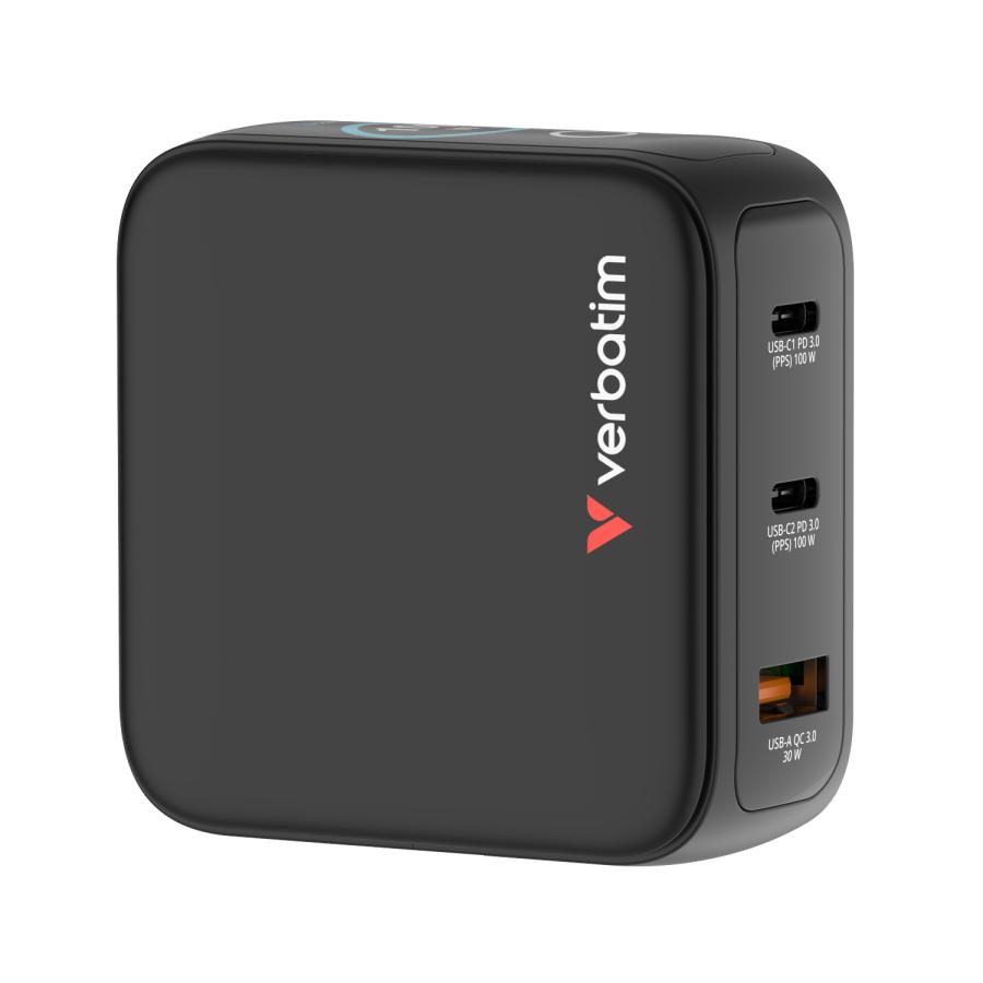 Verbatim 30239 Mini GaN Charger with Display, 100W, Indoor, AC, 20 V, Black 5 Verbatim 30239 Mini GaN Charger with Display, 100W, Indoor, AC, 20 V, Black - Afbeelding 5