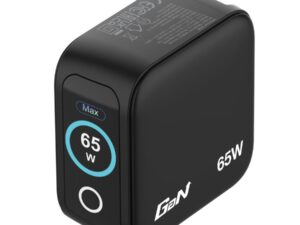 Verbatim 30238 Mini GaN Charger with Display, 65W, Indoor, AC, 20 V, Black