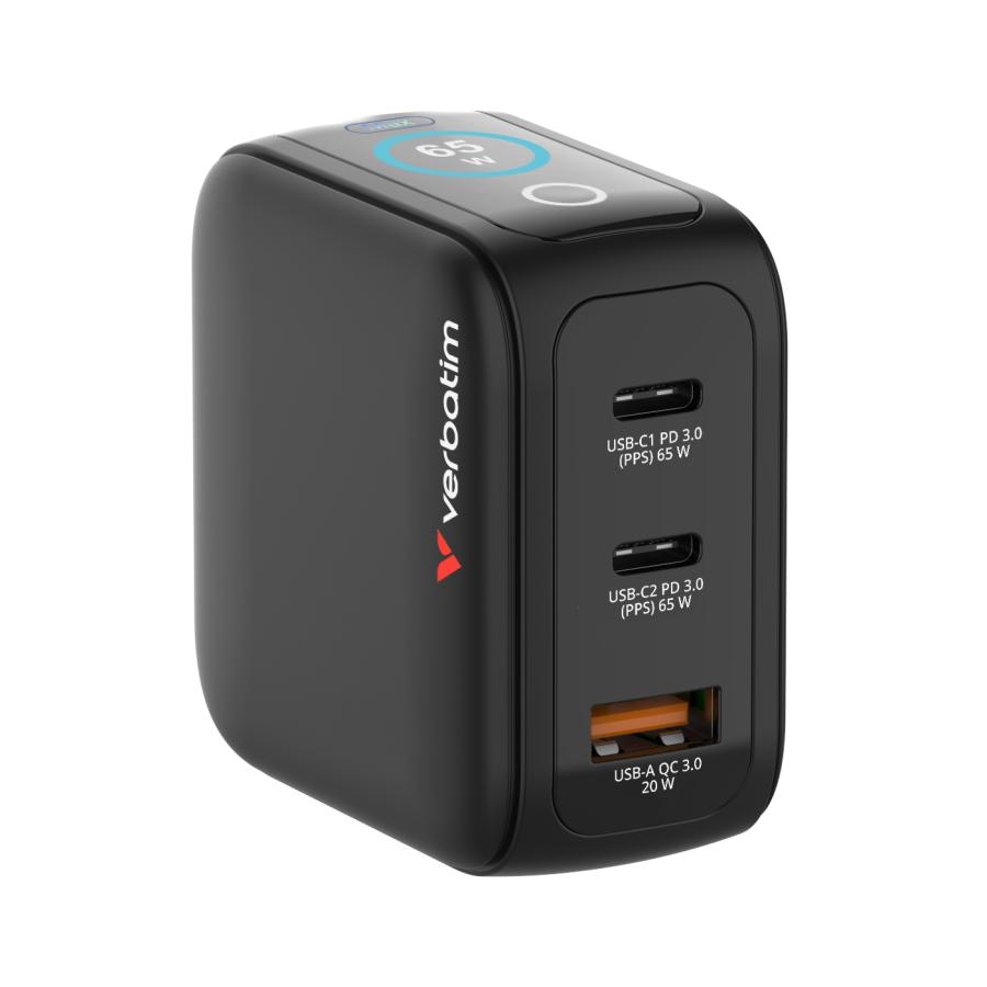 Verbatim 30238 Mini GaN Charger with Display, 65W, Indoor, AC, 20 V, Black 5 Verbatim 30238 Mini GaN Charger with Display, 65W, Indoor, AC, 20 V, Black - Afbeelding 5