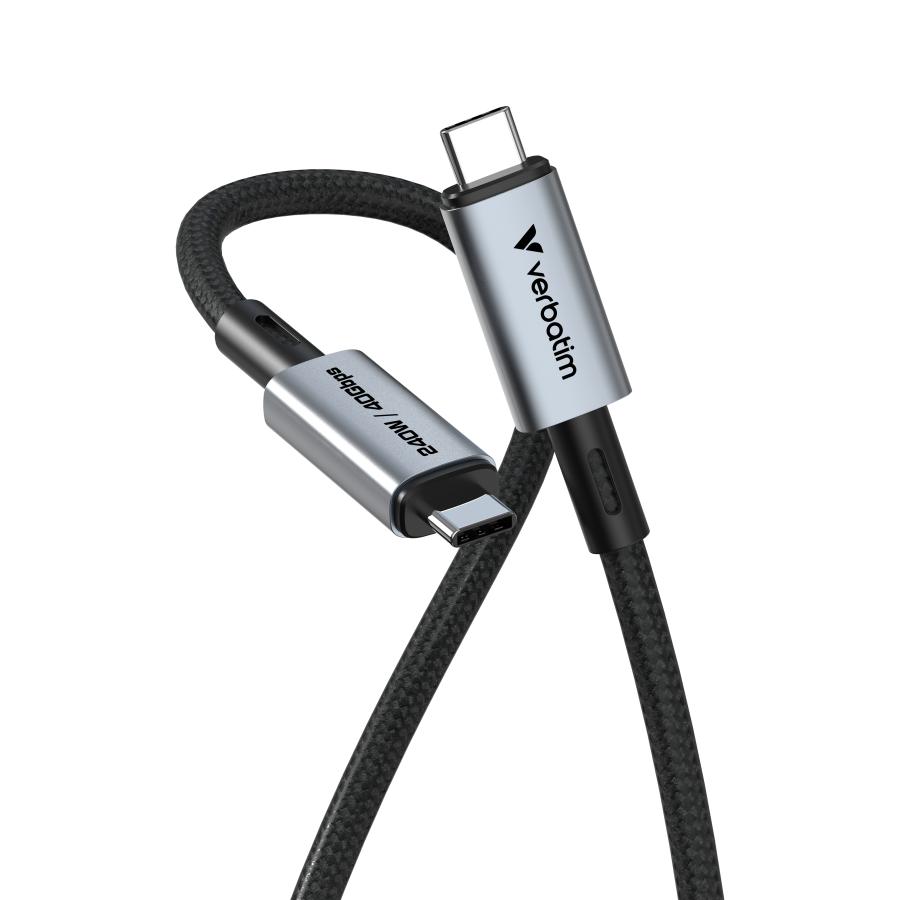 Verbatim 31847 Sync & Charge USB C to USB C 240W, USB4 Gen 2x2, 40 Gbit/s, USB Type-C, 1.2 m, Black 1 Verbatim 31847 Sync & Charge USB C to USB C 240W, USB4 Gen 2x2, 40 Gbit/s, USB Type-C, 1.2 m, Black