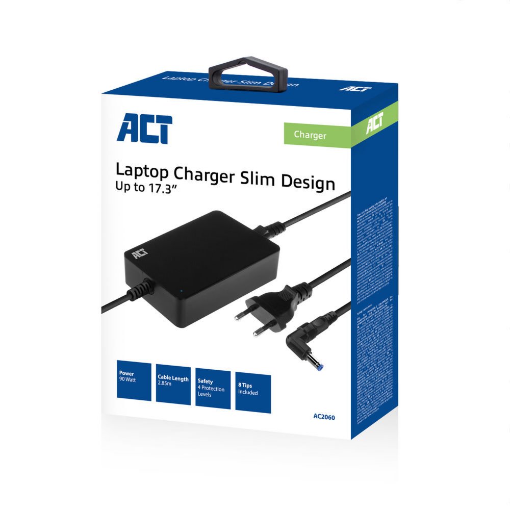 ACT AC2060 | Universele Compacte Notebook Lader | 90 Watt | 2,85 Meter 4 ACT AC2060 | Universele Compacte Notebook Lader | 90 Watt | 2,85 Meter - Afbeelding 4
