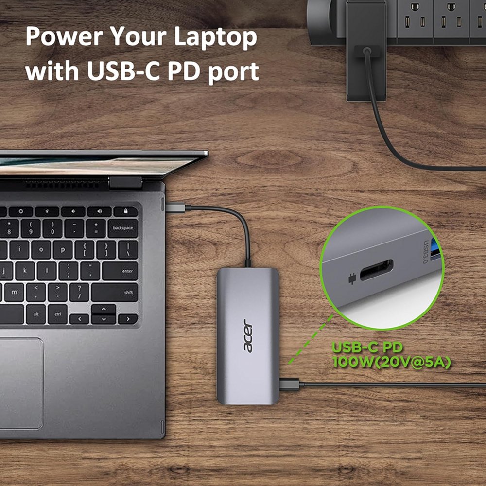 Acer 12-in-1 USB-C Docking Station | Dual HDMI | DisplayPort | Gigabit Ethernet | USB 3.2 Gen 1 7 Acer 12-in-1 USB-C Docking Station | Dual HDMI | DisplayPort | Gigabit Ethernet | USB 3.2 Gen 1 - Afbeelding 7
