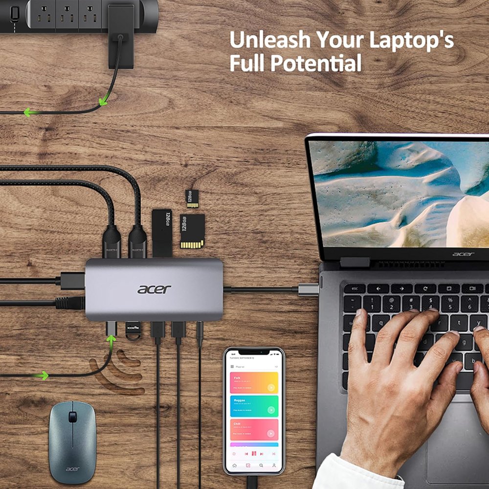 Acer 12-in-1 USB-C Docking Station | Dual HDMI | DisplayPort | Gigabit Ethernet | USB 3.2 Gen 1 6 Acer 12-in-1 USB-C Docking Station | Dual HDMI | DisplayPort | Gigabit Ethernet | USB 3.2 Gen 1 - Afbeelding 6