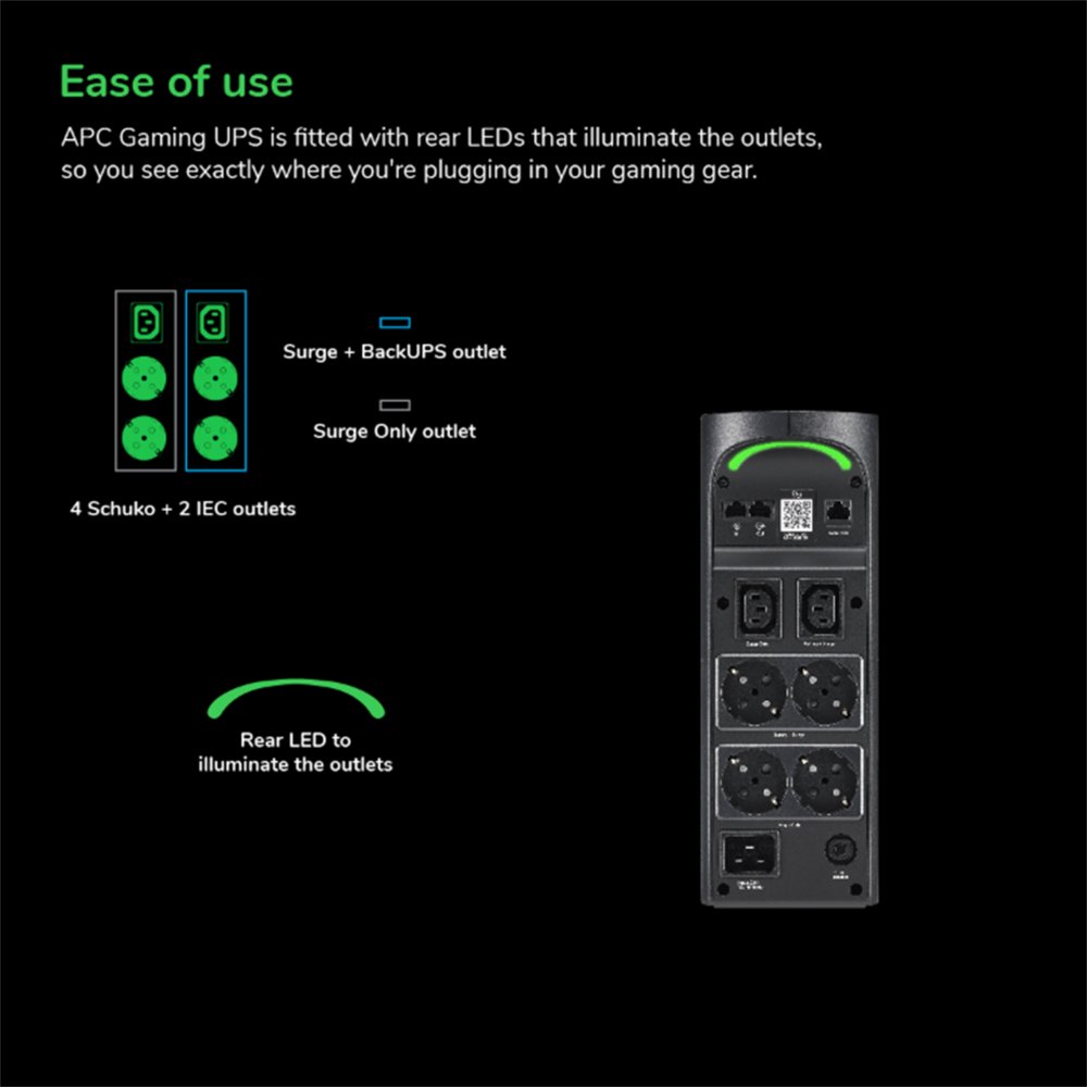 APC Back-UPS Pro Gaming BGM2200B-GR | 2200VA / 1320W | Line-Interactive | Pure Sinus | 4x Schuko + 2x IEC C13 | UPS 12 APC Back-UPS Pro Gaming BGM2200B-GR | 2200VA / 1320W | Line-Interactive | Pure Sinus | 4x Schuko + 2x IEC C13 | UPS - Afbeelding 12
