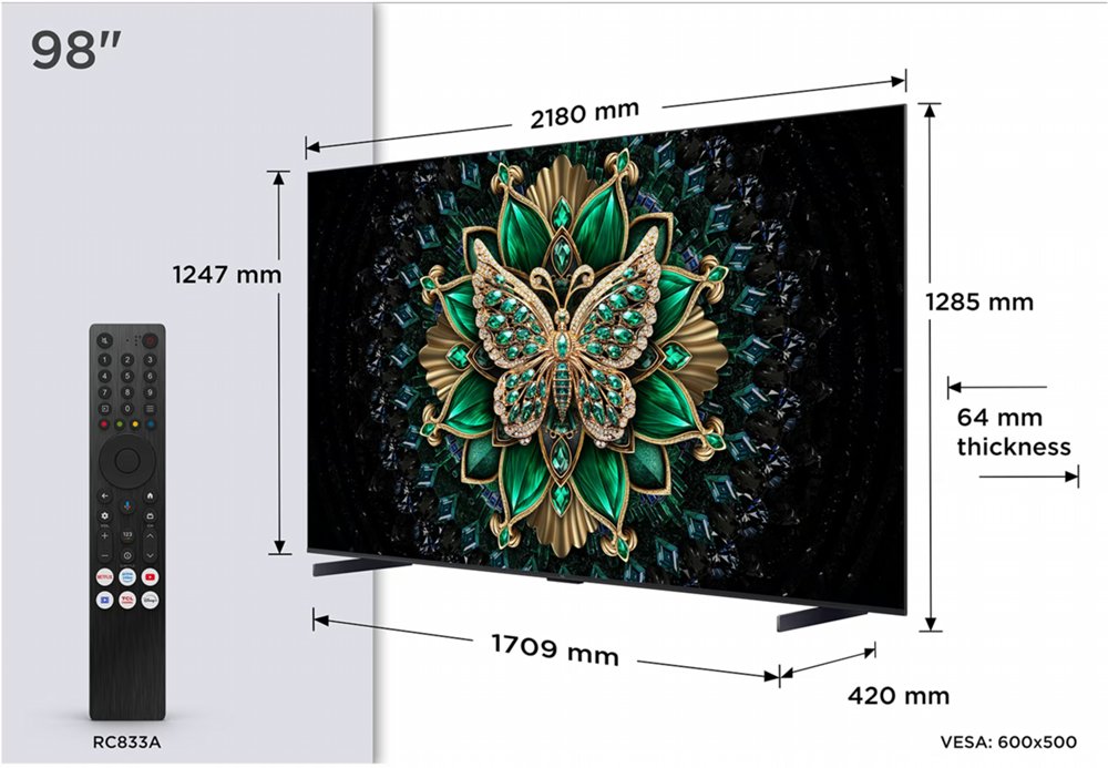 TCL 98C61K | 98" 4K QD-Mini LED Smart TV | Google TV | 120Hz | Dolby Vision IQ 2 TCL 98C61K | 98" 4K QD-Mini LED Smart TV | Google TV | 120Hz | Dolby Vision IQ - Afbeelding 2