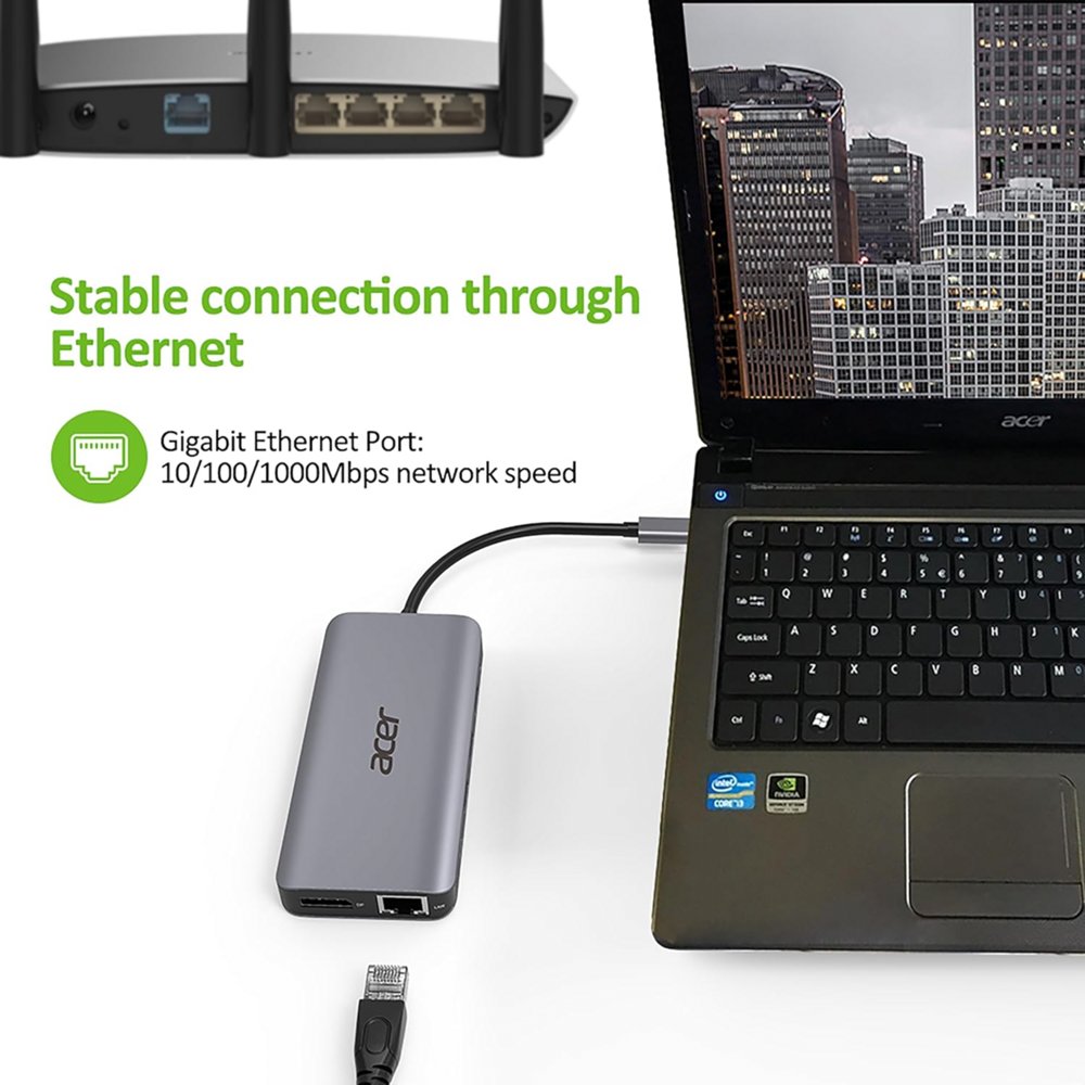 Acer 12-in-1 USB-C Docking Station | Dual HDMI | DisplayPort | Gigabit Ethernet | USB 3.2 Gen 1 4 Acer 12-in-1 USB-C Docking Station | Dual HDMI | DisplayPort | Gigabit Ethernet | USB 3.2 Gen 1 - Afbeelding 4