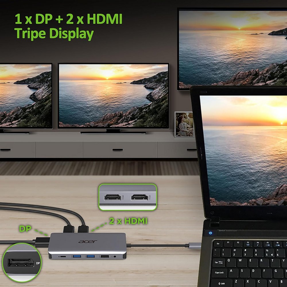 Acer 12-in-1 USB-C Docking Station | Dual HDMI | DisplayPort | Gigabit Ethernet | USB 3.2 Gen 1 5 Acer 12-in-1 USB-C Docking Station | Dual HDMI | DisplayPort | Gigabit Ethernet | USB 3.2 Gen 1 - Afbeelding 5