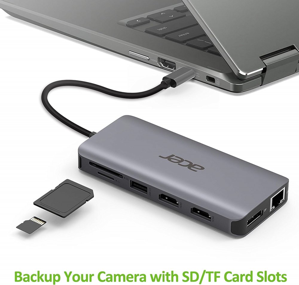 Acer 12-in-1 USB-C Docking Station | Dual HDMI | DisplayPort | Gigabit Ethernet | USB 3.2 Gen 1 3 Acer 12-in-1 USB-C Docking Station | Dual HDMI | DisplayPort | Gigabit Ethernet | USB 3.2 Gen 1 - Afbeelding 3