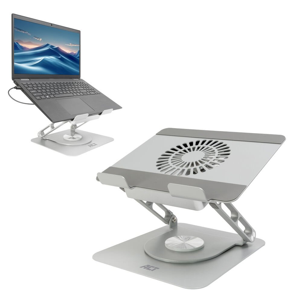 ACT AC8106 | 360° Draaibare Laptopstandaard | Met Ventilator | Traploos Verstelbaar 1 ACT AC8106 | 360° Draaibare Laptopstandaard | Met Ventilator | Traploos Verstelbaar