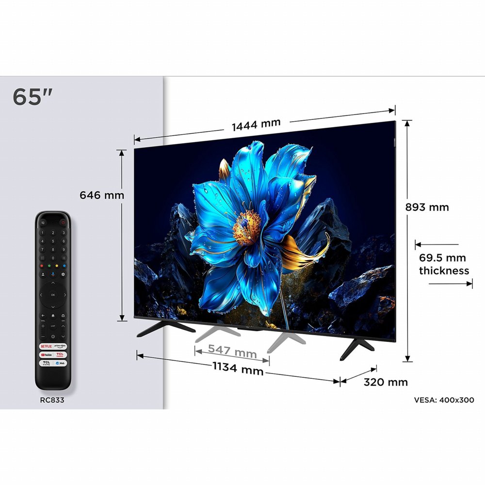 TCL 65T69C | 65" 4K Ultra HD QLED Smart TV | 60Hz | Google TV + Wifi | Dolby Vision | HDMI 2.1 (2025) 8 TCL 65T69C | 65" 4K Ultra HD QLED Smart TV | 60Hz | Google TV + Wifi | Dolby Vision | HDMI 2.1 (2025) - Afbeelding 8