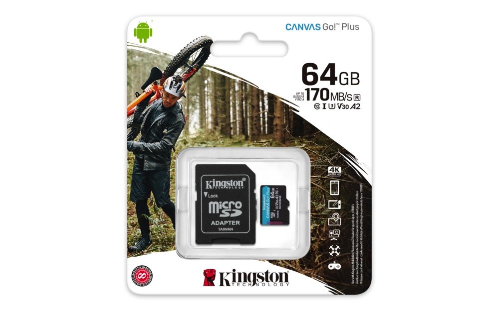 Kingston Canvas Go! Plus | MicroSDXC | 64GB | Class 10 | UHS-I U3 3 Kingston Canvas Go! Plus | MicroSDXC | 64GB | Class 10 | UHS-I U3 - Afbeelding 3