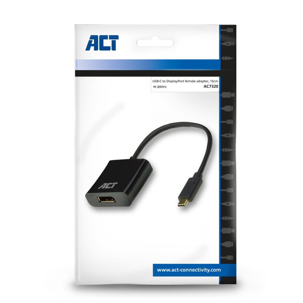ACT AC7320 | USB-C naar DisplayPort Adapter | 0,15 m | Zwart 6 ACT AC7320 | USB-C naar DisplayPort Adapter | 0,15 m | Zwart - Afbeelding 6