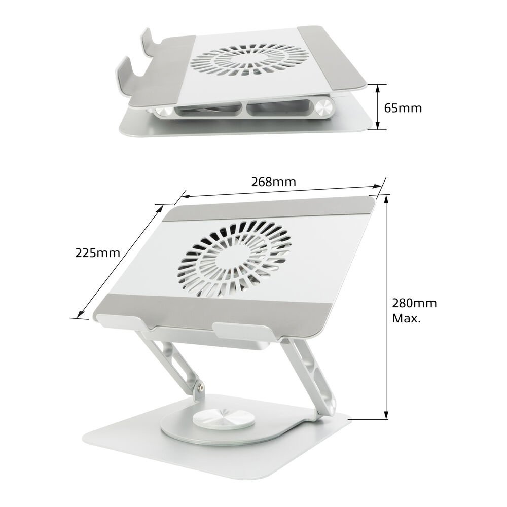 ACT AC8106 | 360° Draaibare Laptopstandaard | Met Ventilator | Traploos Verstelbaar 3 ACT AC8106 | 360° Draaibare Laptopstandaard | Met Ventilator | Traploos Verstelbaar - Afbeelding 3