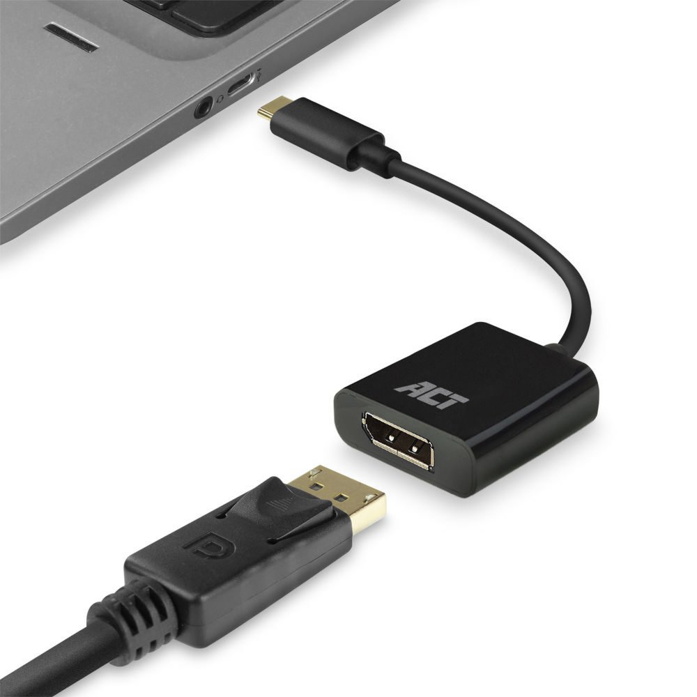 ACT AC7320 | USB-C naar DisplayPort Adapter | 0,15 m | Zwart 1 ACT AC7320 | USB-C naar DisplayPort Adapter | 0