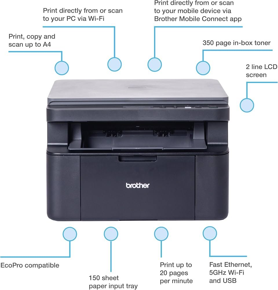Brother DCP-L1640W | A4 | 600 × 600 DPI | Wi-Fi | Zwart-wit Multifunctionele Laserprinter 2 Brother DCP-L1640W | A4 | 600 × 600 DPI | Wi-Fi | Zwart-wit Multifunctionele Laserprinter - Afbeelding 2
