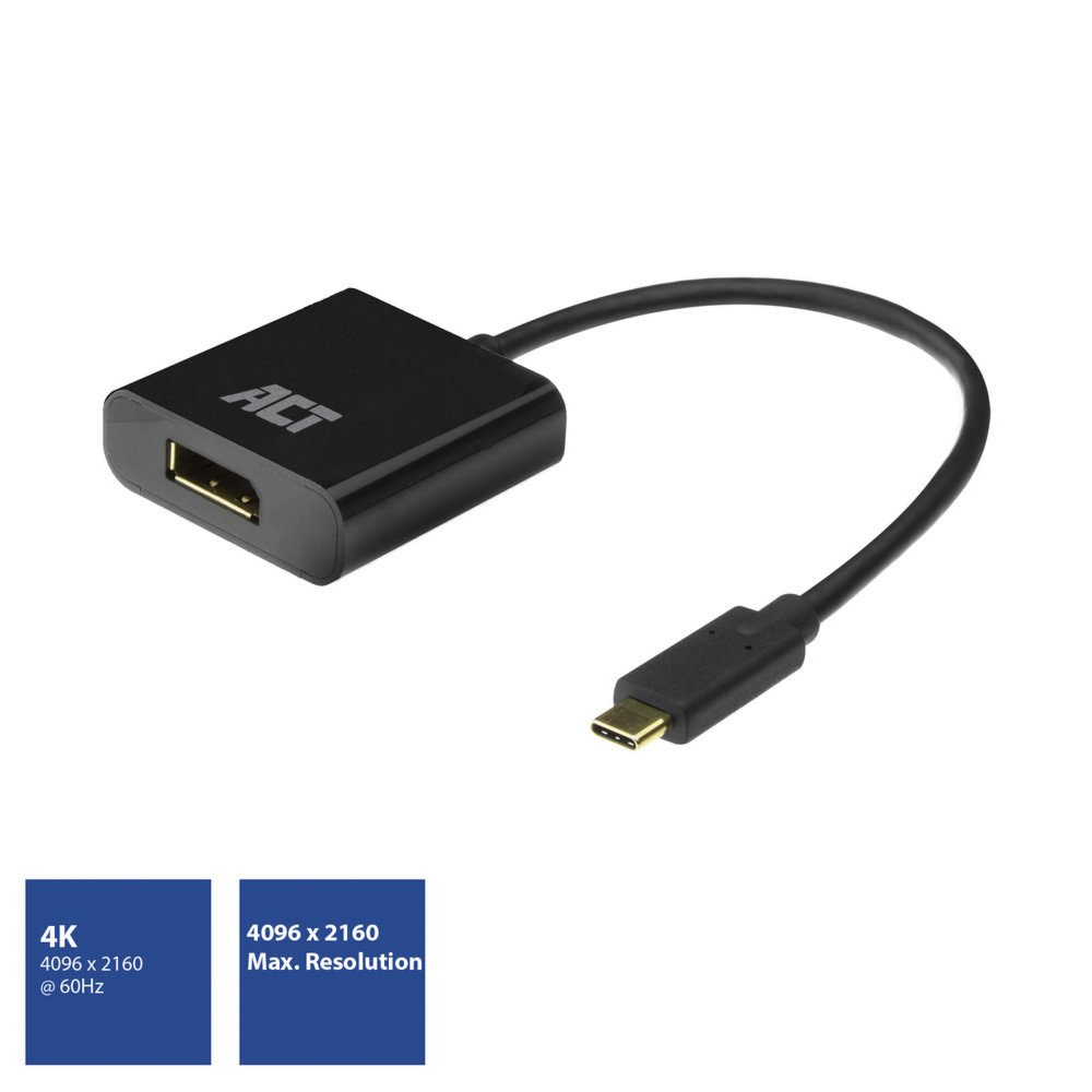 ACT AC7320 | USB-C naar DisplayPort Adapter | 0,15 m | Zwart 2 15 m | Zwart