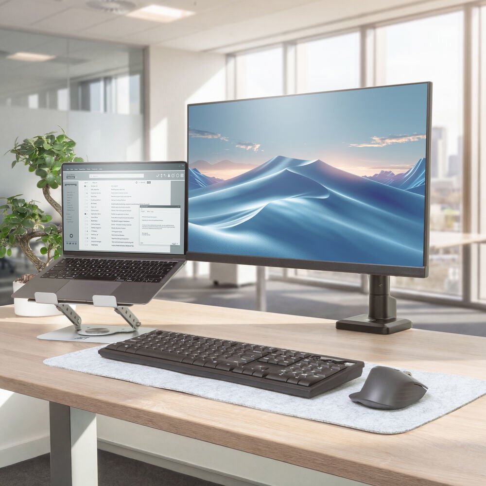 ACT AC8136 | 360° Draaibare Laptopstandaard tot 15,6" | Traploos Hoogte en Hoek Verstelbaar | Metaal 2 6" | Traploos Hoogte en Hoek Verstelbaar | Metaal