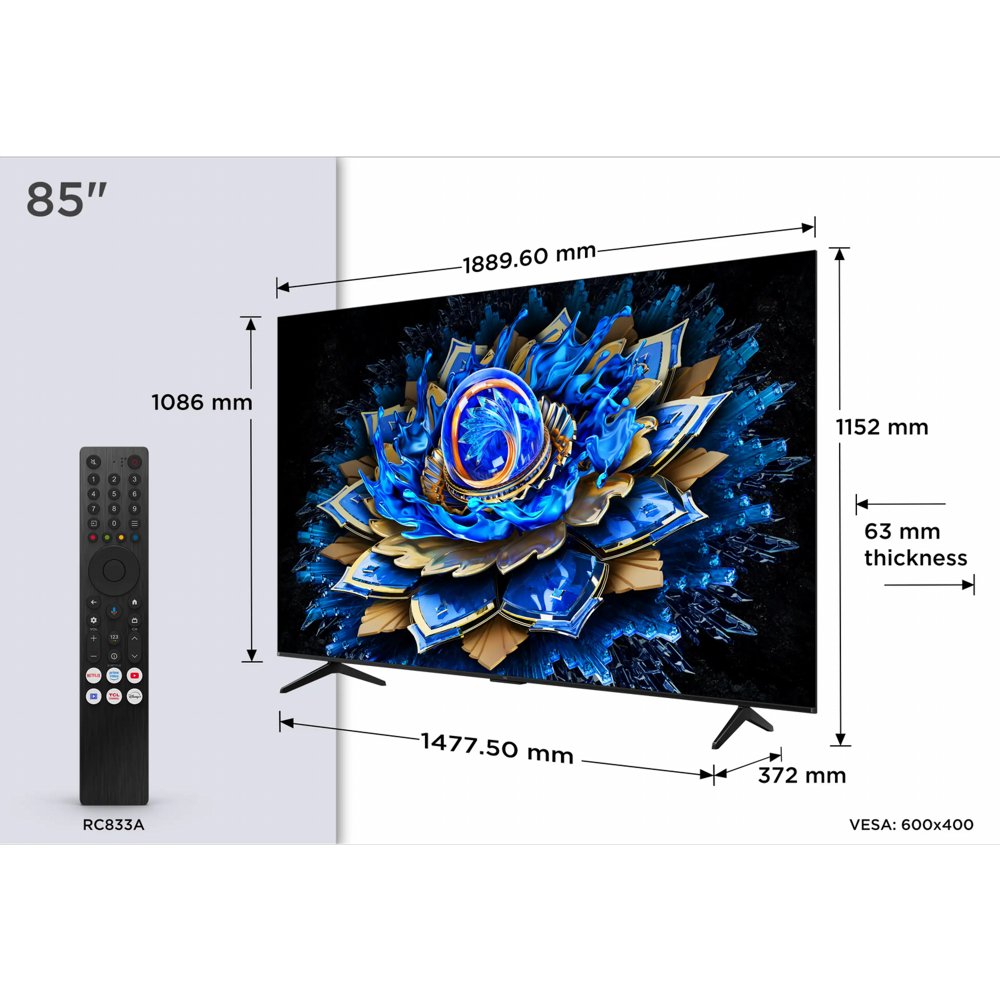 TCL 85T69C 85" | 4K QLED Smart TV | Google TV | Dolby Vision | Zwart 7 TCL 85T69C 85" | 4K QLED Smart TV | Google TV | Dolby Vision | Zwart - Afbeelding 7